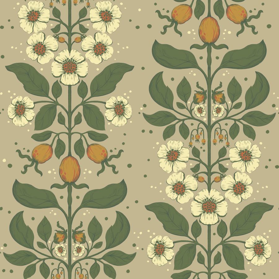 Purchase 4201-48012 A-Street Wallpaper, Rosa Light Brown Floral Columns - Savanna
