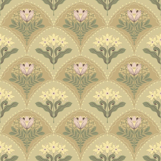 Purchase 4201-48015 A-Street Wallpaper, Maj Light Brown Floral Damask - Savanna