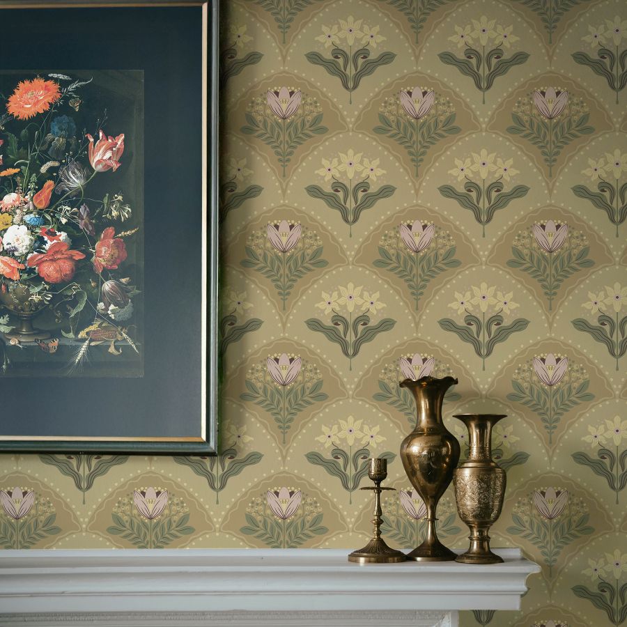 Purchase 4201-48015 A-Street Wallpaper, Maj Light Brown Floral Damask - Savanna1