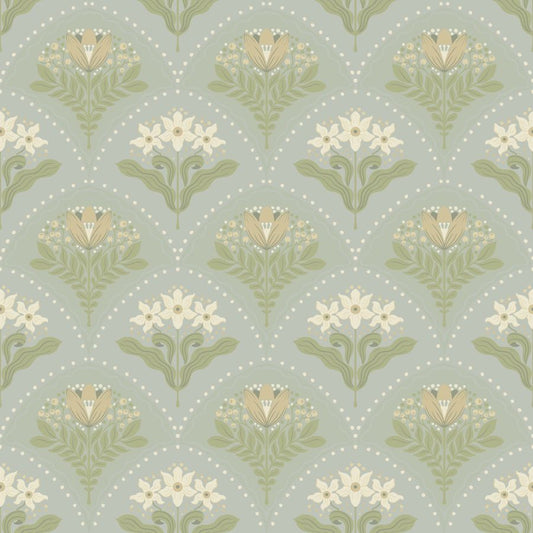 Purchase 4201-48016 A-Street Wallpaper, Maj Sky Blue Floral Damask - Savanna