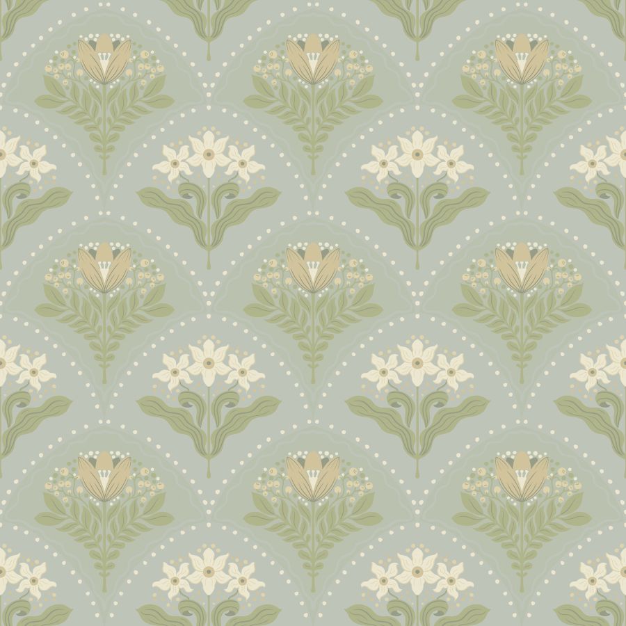 Purchase 4201-48016 A-Street Wallpaper, Maj Sky Blue Floral Damask - Savanna