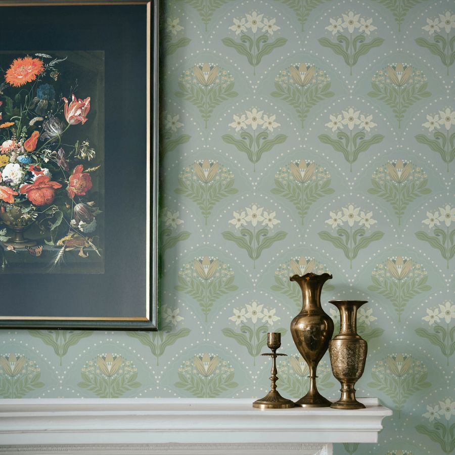 Purchase 4201-48016 A-Street Wallpaper, Maj Sky Blue Floral Damask - Savanna1