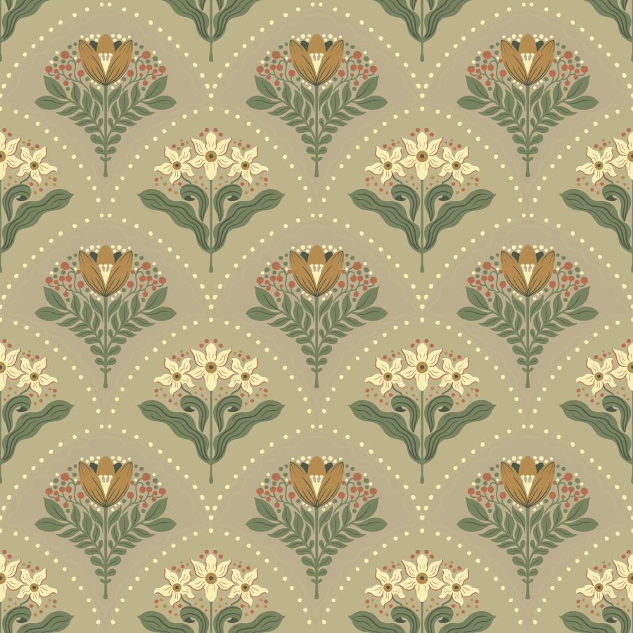 Purchase 4201-48017 A-Street Wallpaper, Maj Taupe Floral Damask - Savanna