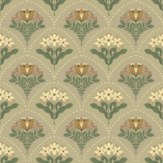Purchase 4201-48017 A-Street Wallpaper, Maj Taupe Floral Damask - Savanna