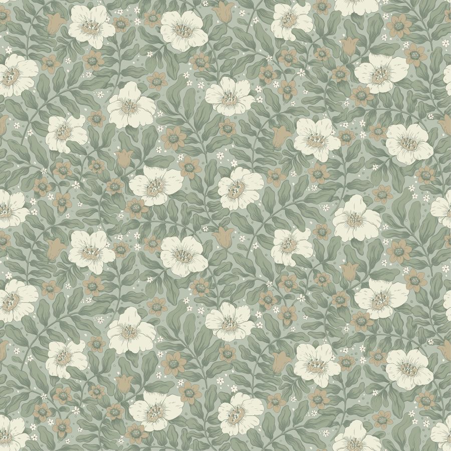 Purchase 4201-48020 A-Street Wallpaper, Maggan Sea Green Floral Trail - Savanna