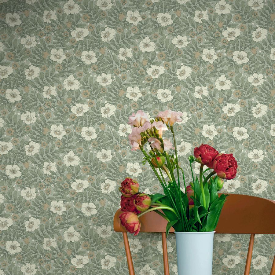 Purchase 4201-48020 A-Street Wallpaper, Maggan Sea Green Floral Trail - Savanna1