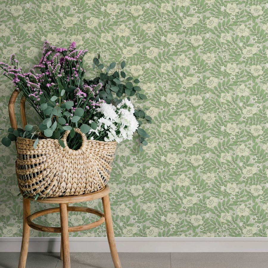Purchase 4201-48021 A-Street Wallpaper, Maggan Jade Floral Trail - Savanna12