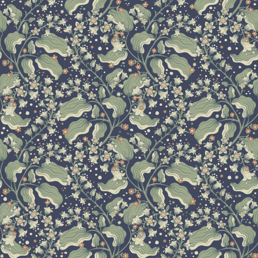 Purchase 4201-48027 A-Street Wallpaper, Syren Navy Dainty Floral - Savanna