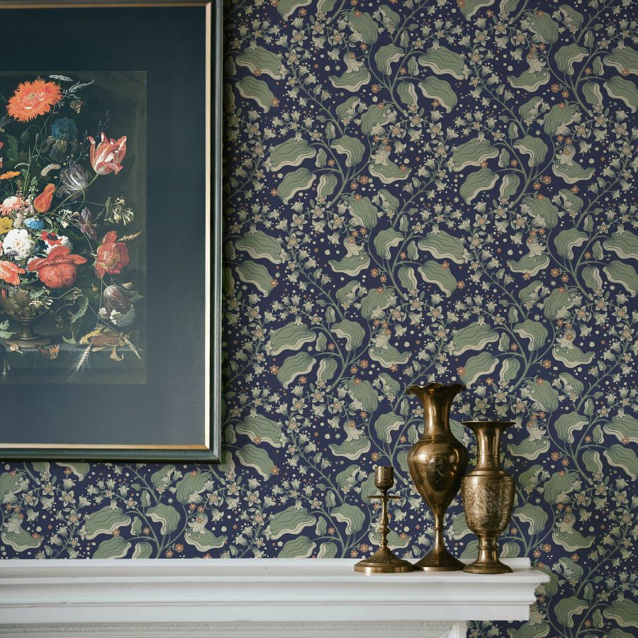 Purchase 4201-48027 A-Street Wallpaper, Syren Navy Dainty Floral - Savanna1