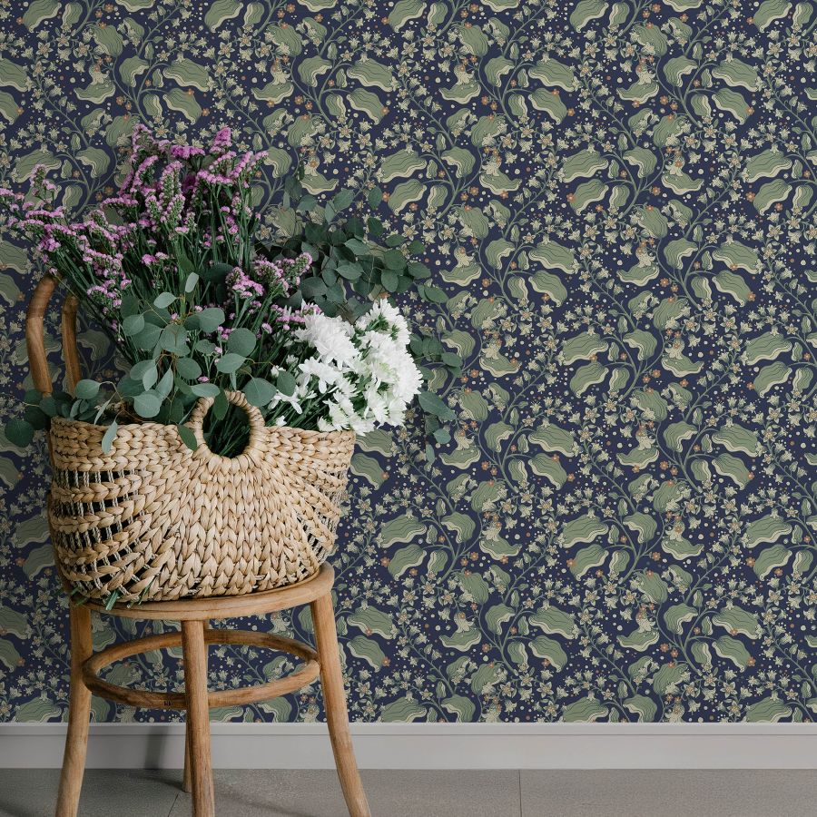 Purchase 4201-48027 A-Street Wallpaper, Syren Navy Dainty Floral - Savanna12