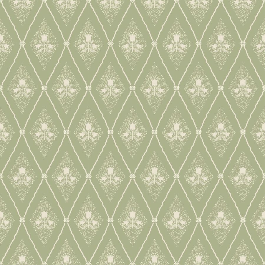 Purchase 4201-48030 A-Street Wallpaper, Alma Moss Diamond Floral - Savanna