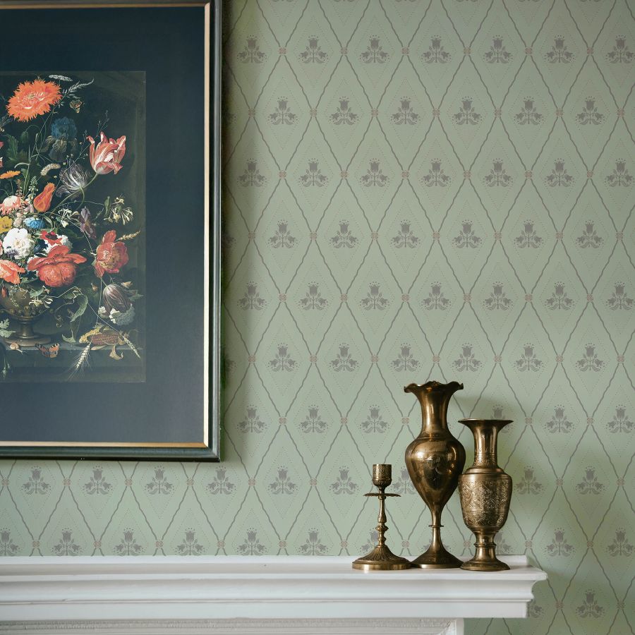 Purchase 4201-48031 A-Street Wallpaper, Alma Mint Diamond Floral - Savanna1