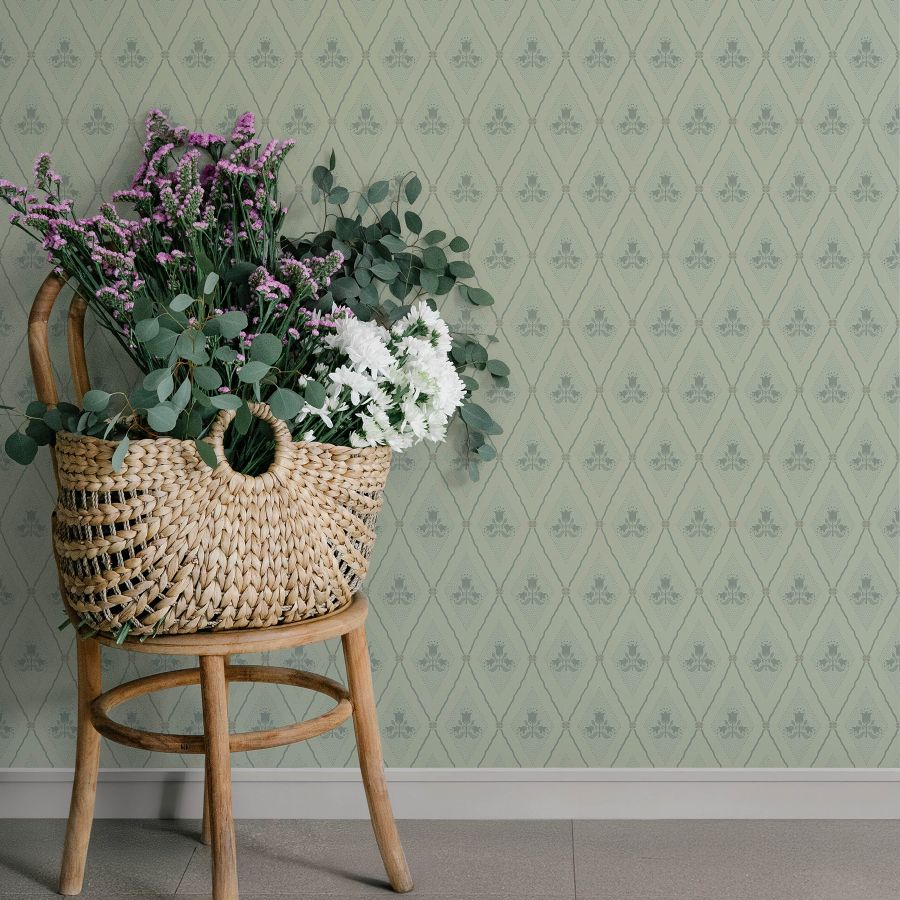 Purchase 4201-48031 A-Street Wallpaper, Alma Mint Diamond Floral - Savanna12