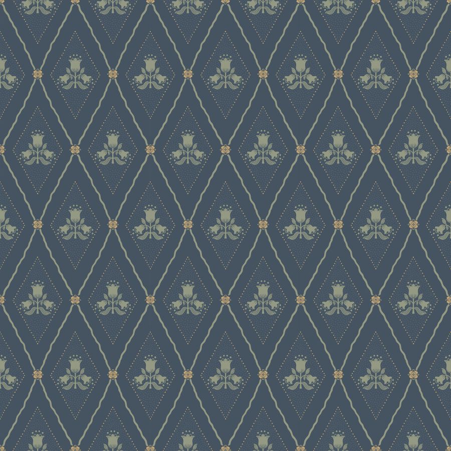 Purchase 4201-48033 A-Street Wallpaper, Alma Navy Diamond Floral - Savanna