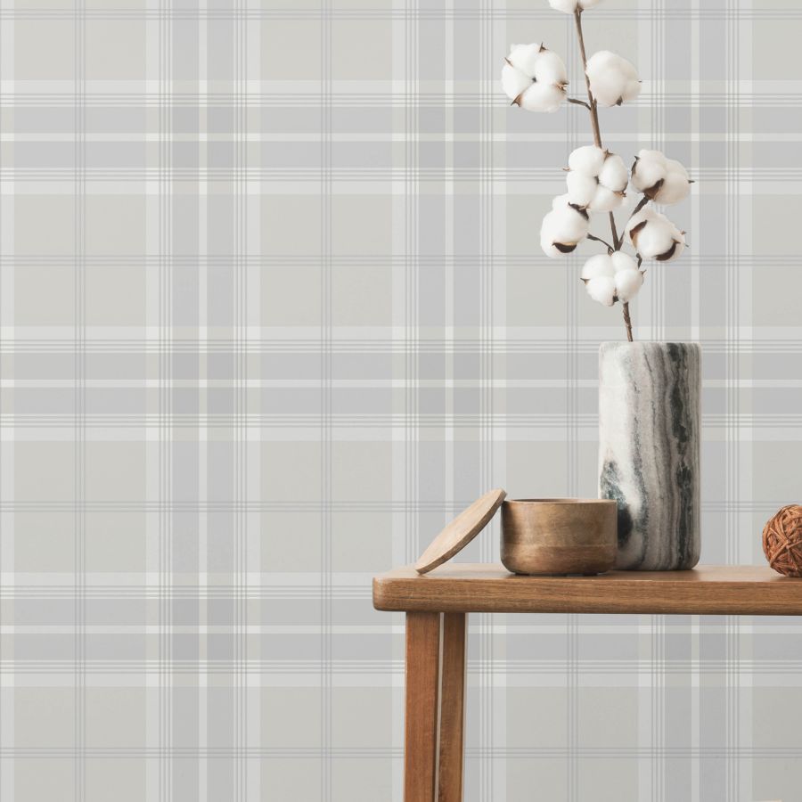 Purchase 4201-92123 A-Street Wallpaper, Emma Dove Plaid - Savanna1