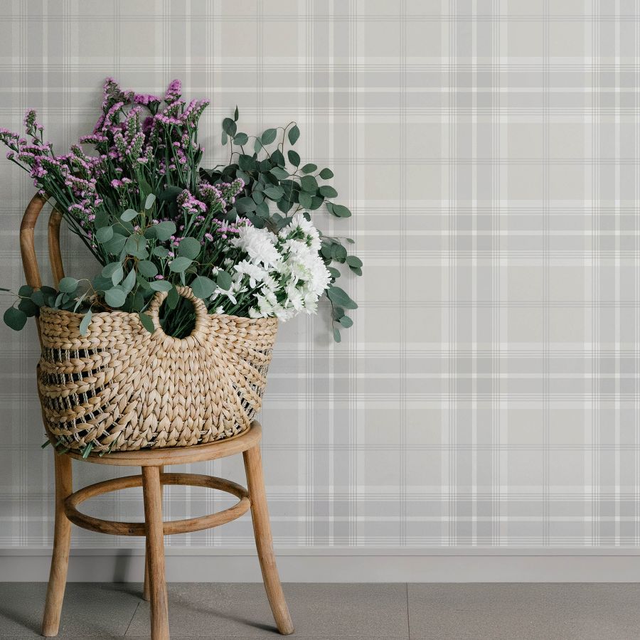 Purchase 4201-92123 A-Street Wallpaper, Emma Dove Plaid - Savanna12