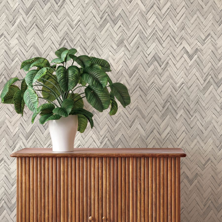 Purchase 4202-410365 A-Street Wallpaper, Ellery Light Grey Herringbone - Springhill12