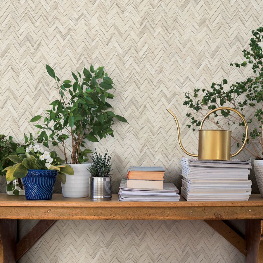 Purchase 4202-410372 A-Street Wallpaper, Ellery Beige Herringbone - Springhill1
