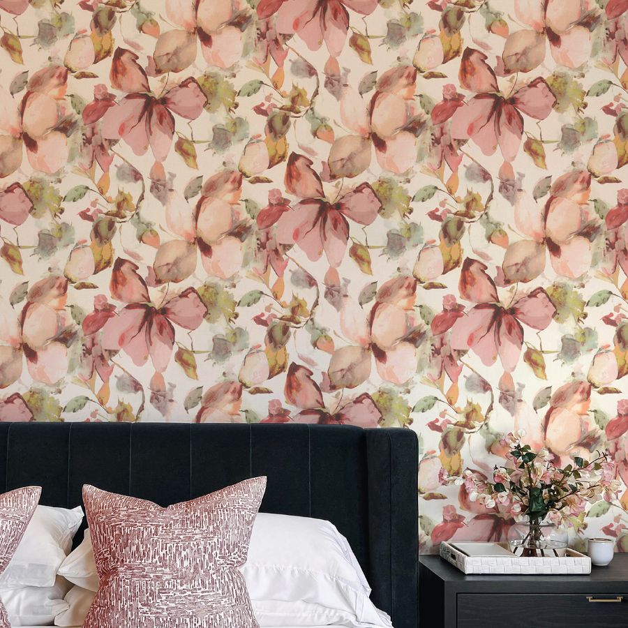 Purchase 4202-481259 A-Street Wallpaper, Liliana Pink Floral - Springhill1