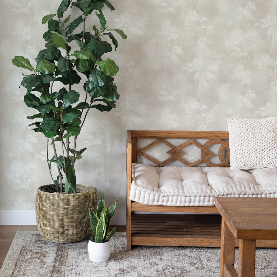 Purchase 4202-481457 A-Street Wallpaper, Izara Light Grey Botanical - Springhill1