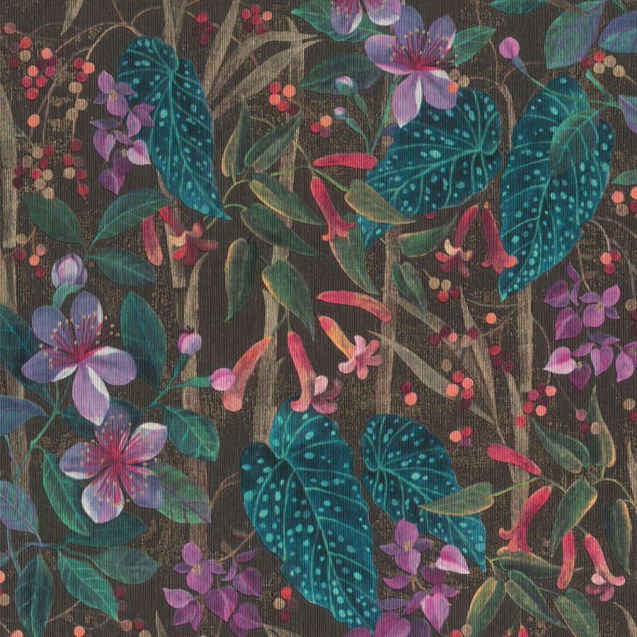 Purchase 4202-538236 A-Street Wallpaper, Kalina Black Floral Fruits - Springhill
