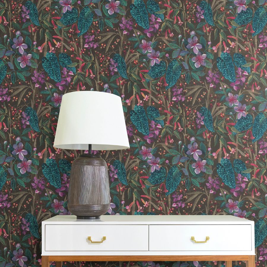 Purchase 4202-538236 A-Street Wallpaper, Kalina Black Floral Fruits - Springhill12