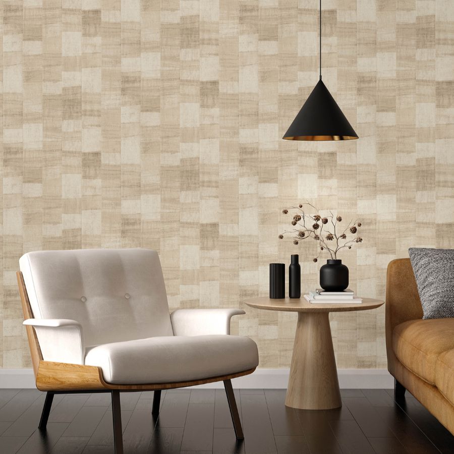 Purchase 4202-570953 A-Street Wallpaper, Ivo Beige Block Stripe - Springhill1