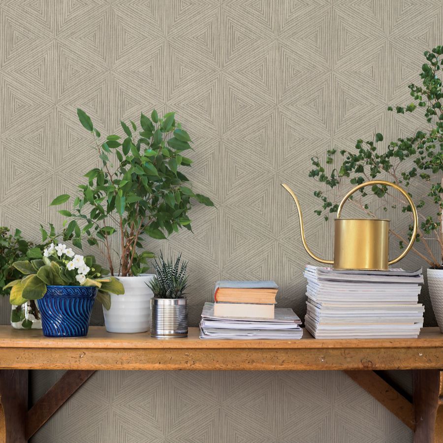 Purchase 4202-571257 A-Street Wallpaper, Anara Grey Geo Faux Grasscloth - Springhill1