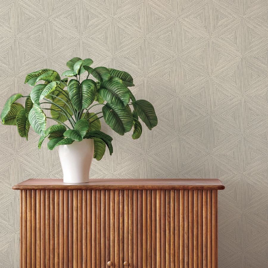 Purchase 4202-571257 A-Street Wallpaper, Anara Grey Geo Faux Grasscloth - Springhill12