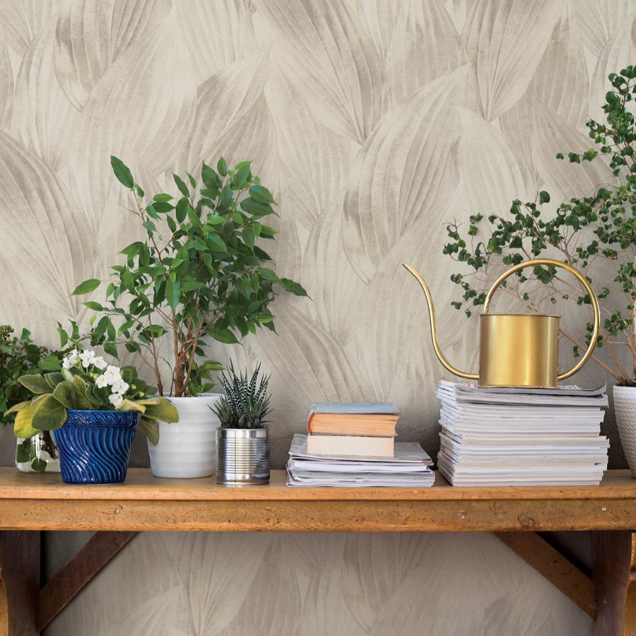 Purchase 4202-571516 A-Street Wallpaper, Melora Light Grey Leaf - Springhill1