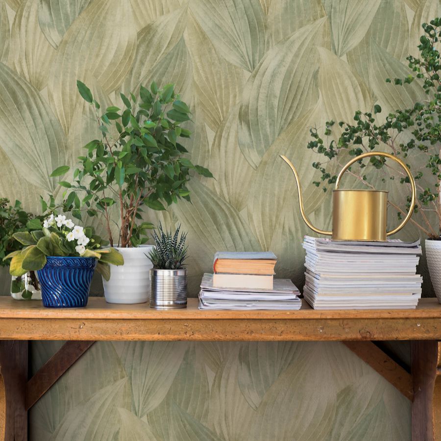 Purchase 4202-571547 A-Street Wallpaper, Melora Green Leaf - Springhill1