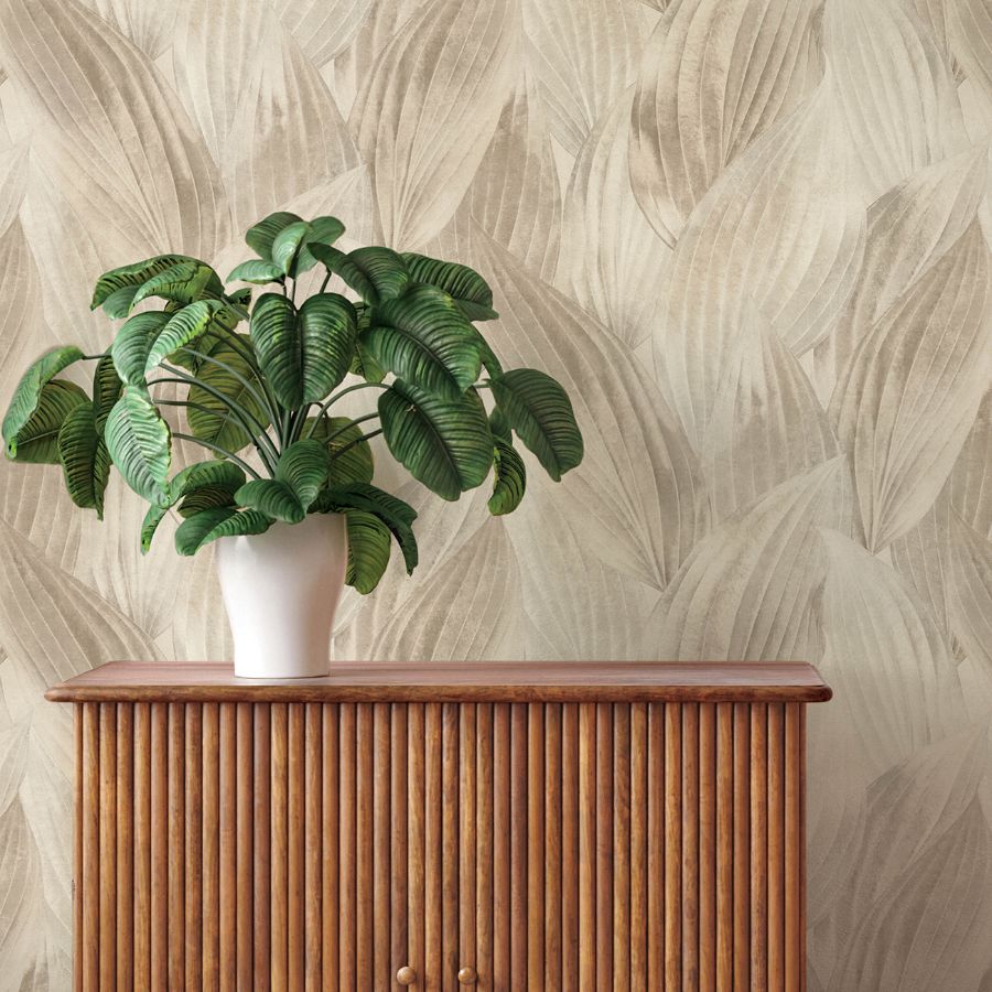 Purchase 4202-571554 A-Street Wallpaper, Melora Beige Leaf - Springhill12