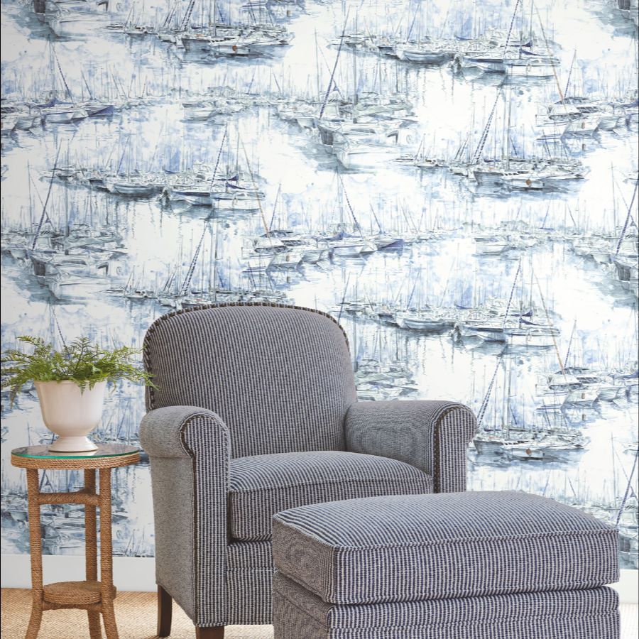 Purchase 4211-83511 | Private Reserve, Yacht Club Blue Scenic - Ronald Redding Wallpaper