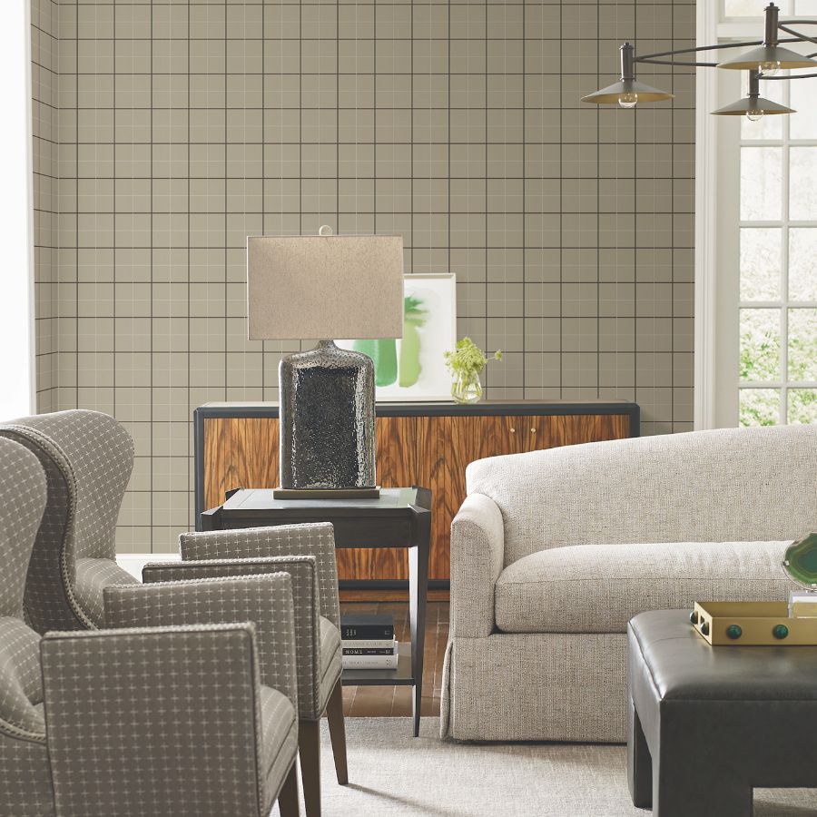 Purchase 4211-83514 | Private Reserve, Tattersall Brown Plaid - Ronald Redding Wallpaper