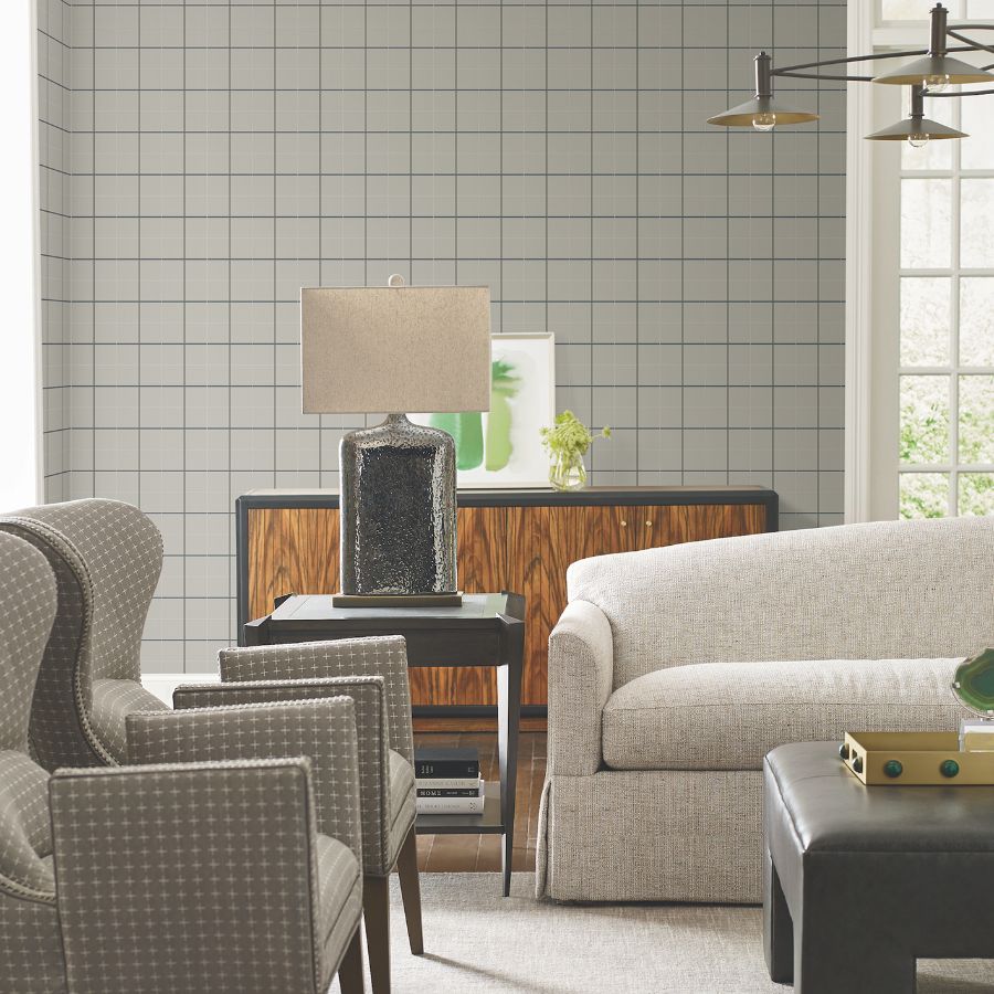 Purchase 4211-83515 | Private Reserve, Tattersall Grey Plaid - Ronald Redding Wallpaper