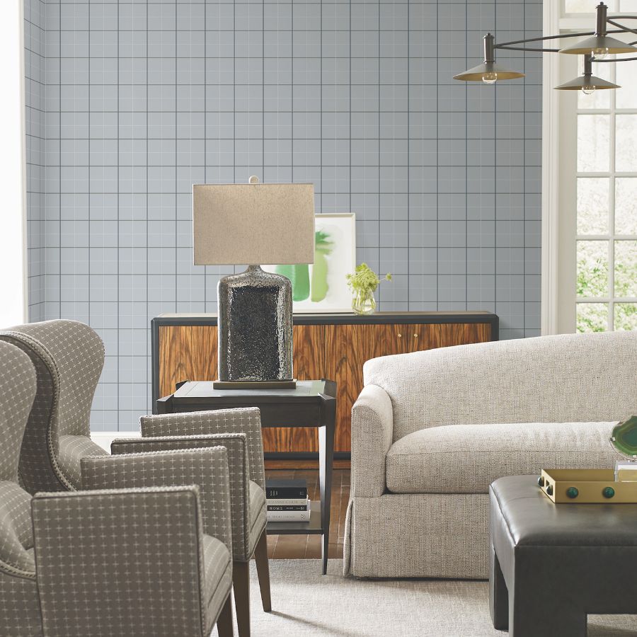 Purchase 4211-83516 | Private Reserve, Tattersall Blue Plaid - Ronald Redding Wallpaper