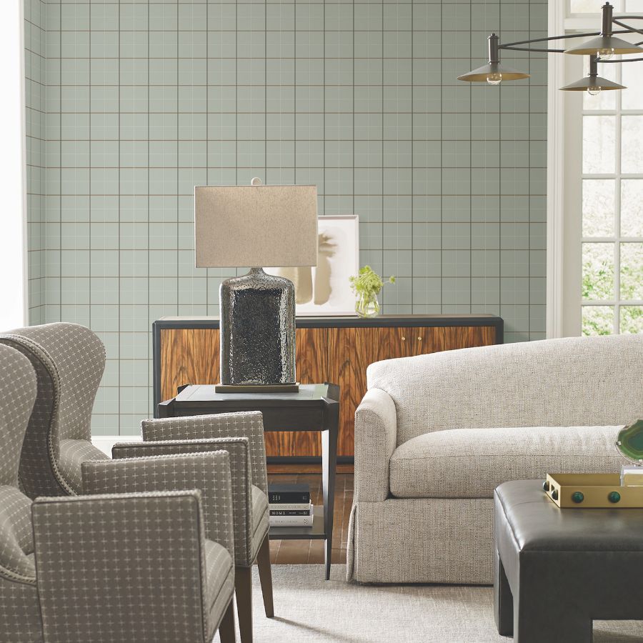 Purchase 4211-83517 | Private Reserve, Tattersall Sage Plaid - Ronald Redding Wallpaper