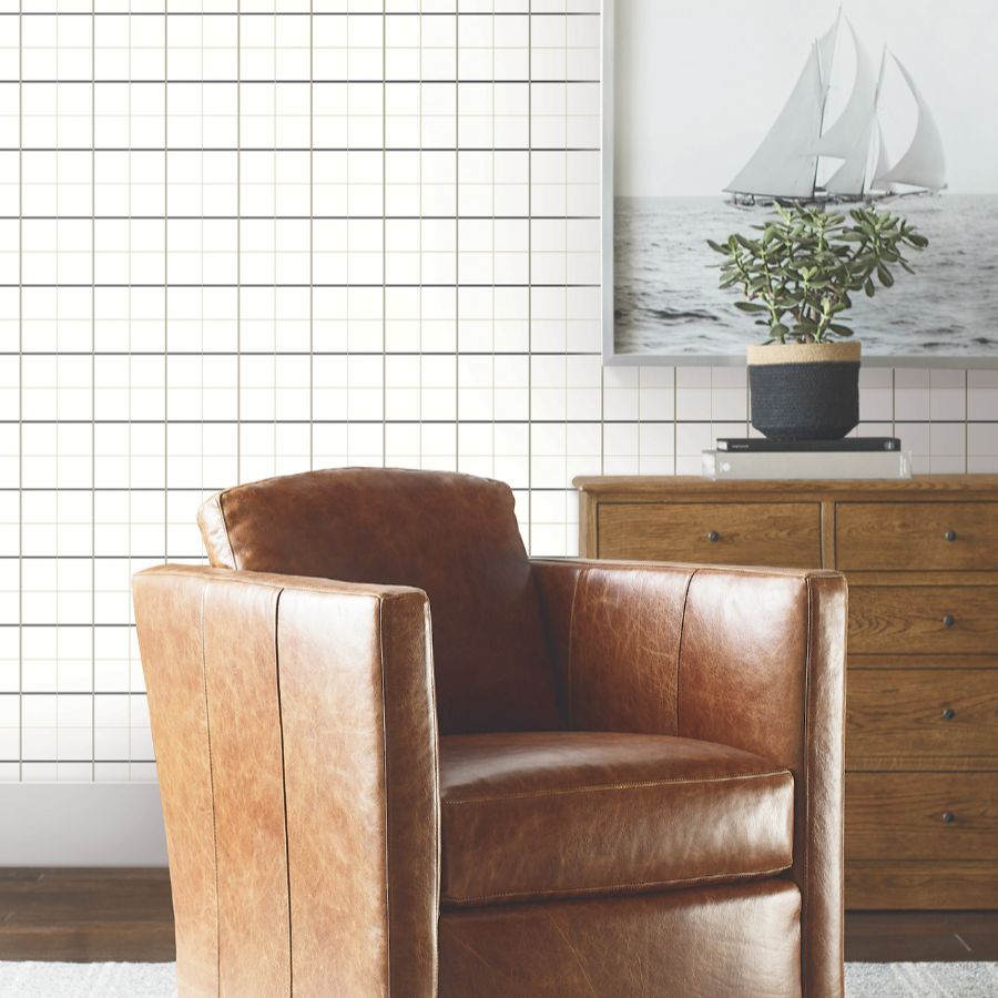 Purchase 4211-83519 | Private Reserve, Tattersall White Plaid - Ronald Redding Wallpaper