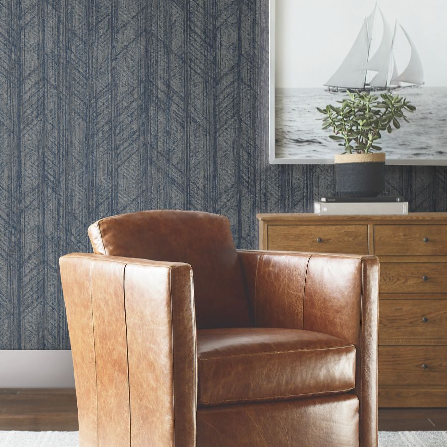 Purchase 4211-83523 | Private Reserve, Winthrop Navy Geometric - Ronald Redding Wallpaper