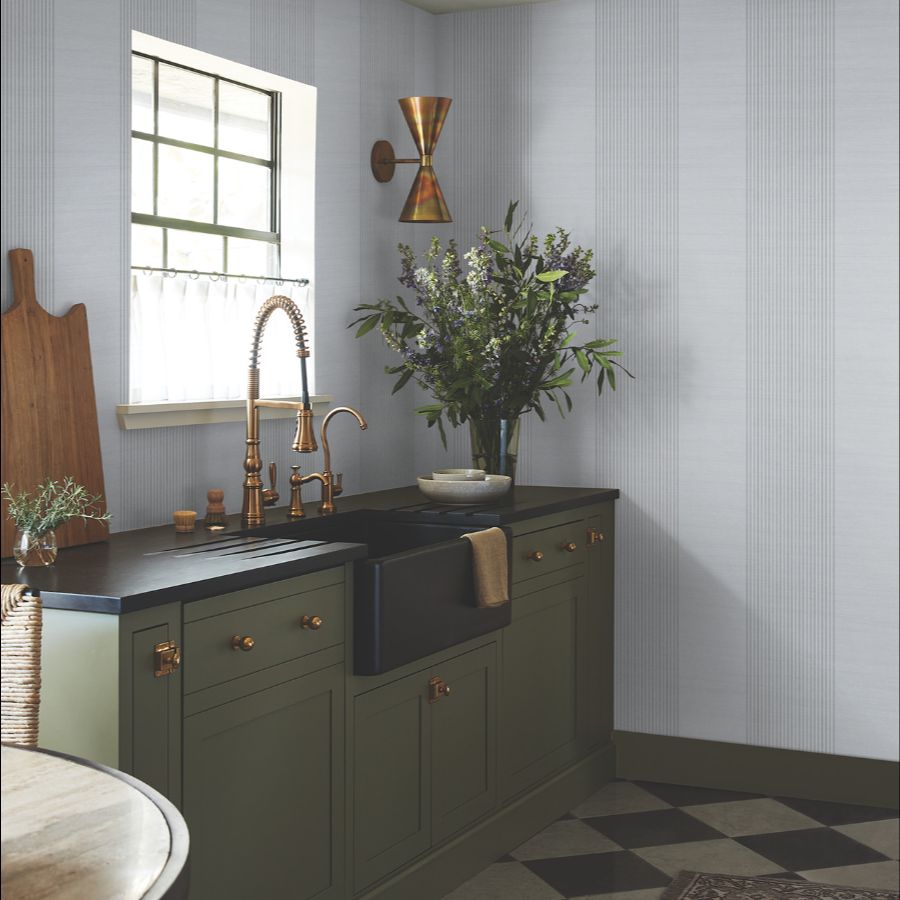 Purchase 4211-83528 | Private Reserve, Archer Stripe Blue - Ronald Redding Wallpaper