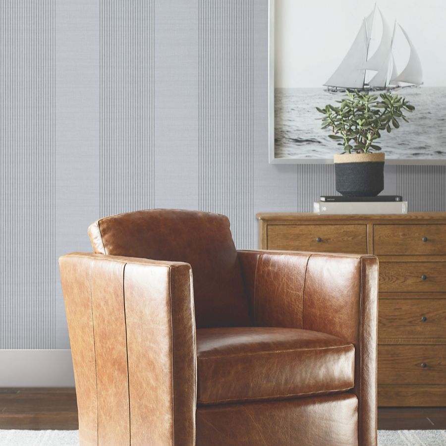 Purchase 4211-83528 | Private Reserve, Archer Stripe Blue - Ronald Redding Wallpaper