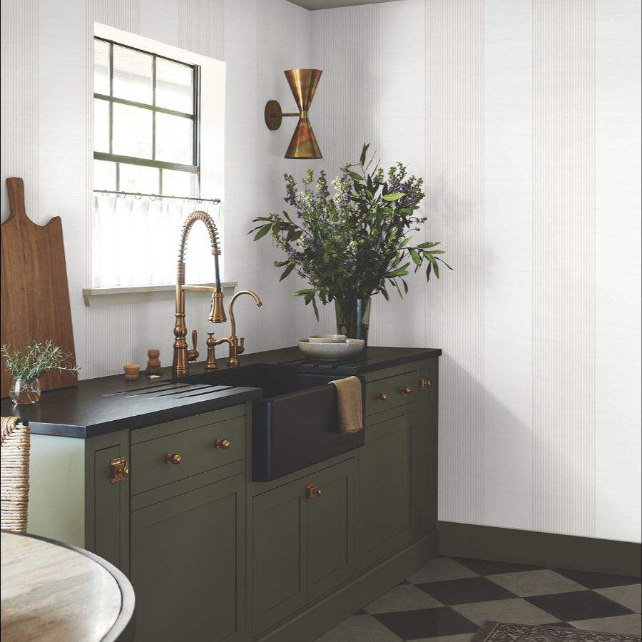 Purchase 4211-83529 | Private Reserve, Archer Stripe White - Ronald Redding Wallpaper