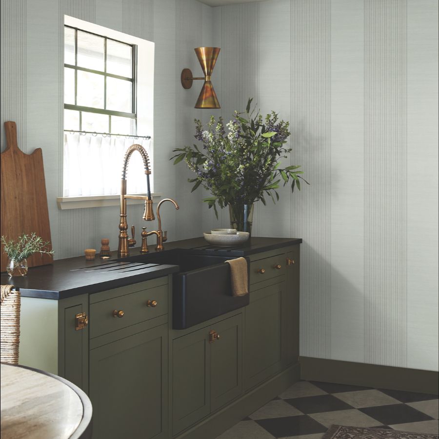 Purchase 4211-83530 | Private Reserve, Archer Stripe Sage - Ronald Redding Wallpaper