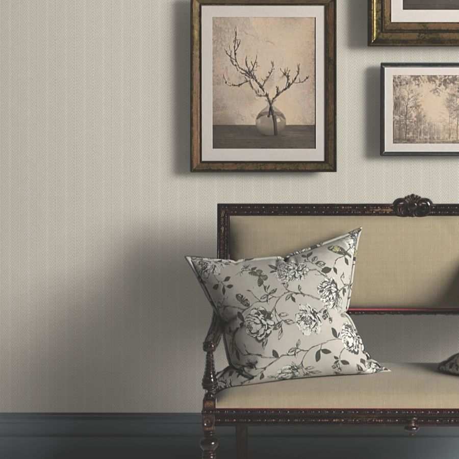 Purchase 4211-83535 | Private Reserve, Elkan Stripe Beige Herringbone - Ronald Redding Wallpaper