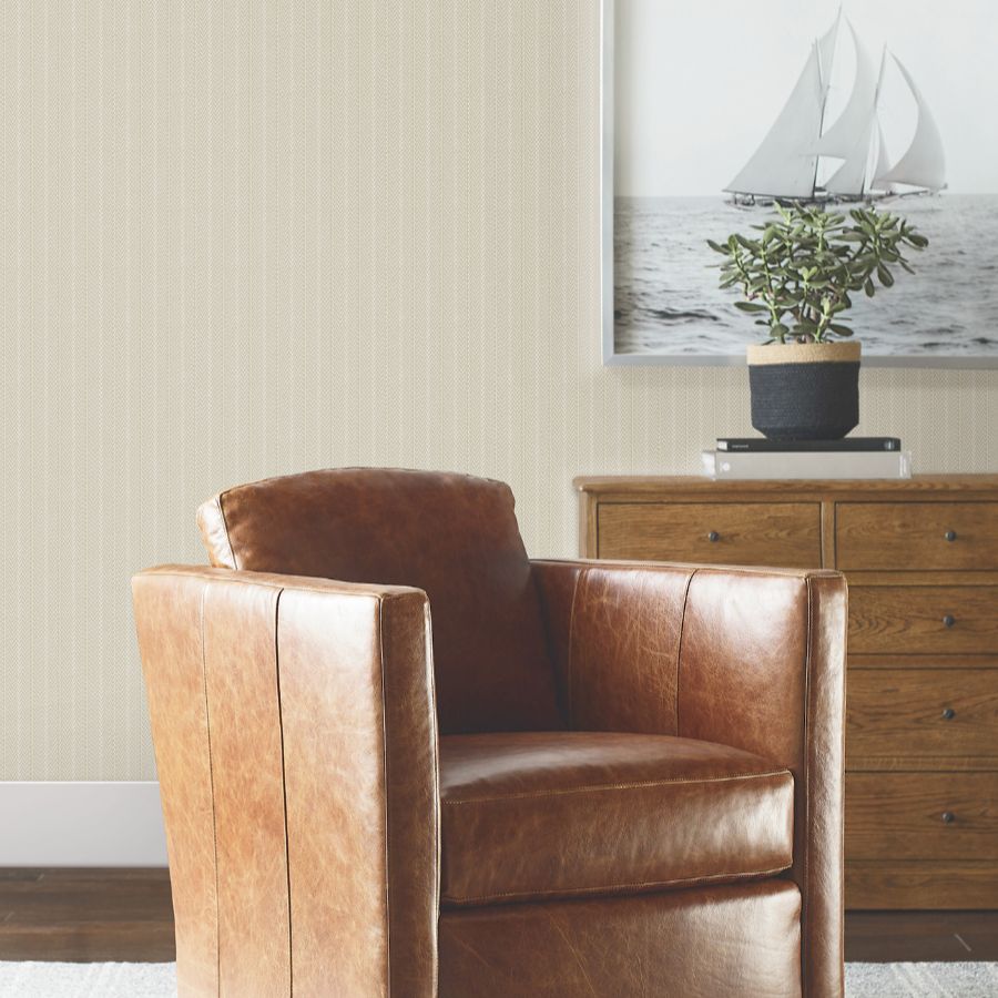 Purchase 4211-83535 | Private Reserve, Elkan Stripe Beige Herringbone - Ronald Redding Wallpaper