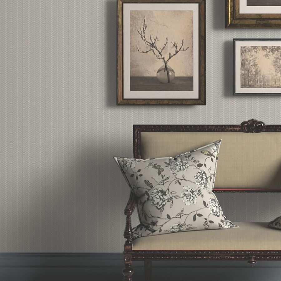 Purchase 4211-83536 | Private Reserve, Elkan Stripe Grey Herringbone - Ronald Redding Wallpaper