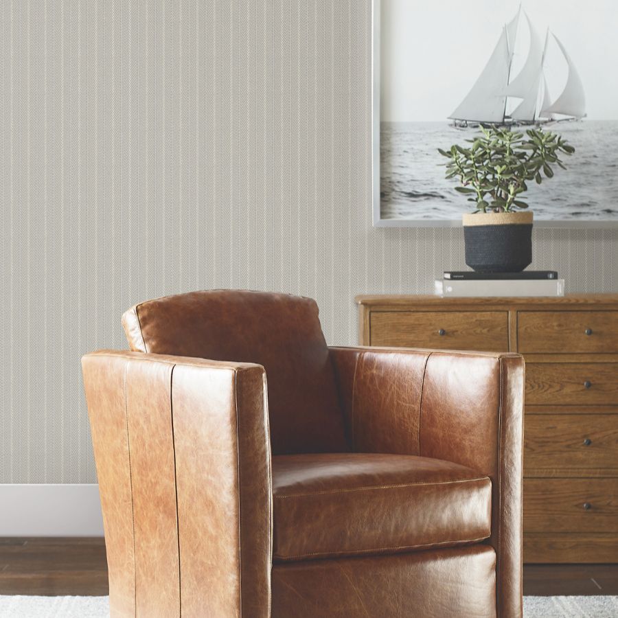 Purchase 4211-83536 | Private Reserve, Elkan Stripe Grey Herringbone - Ronald Redding Wallpaper