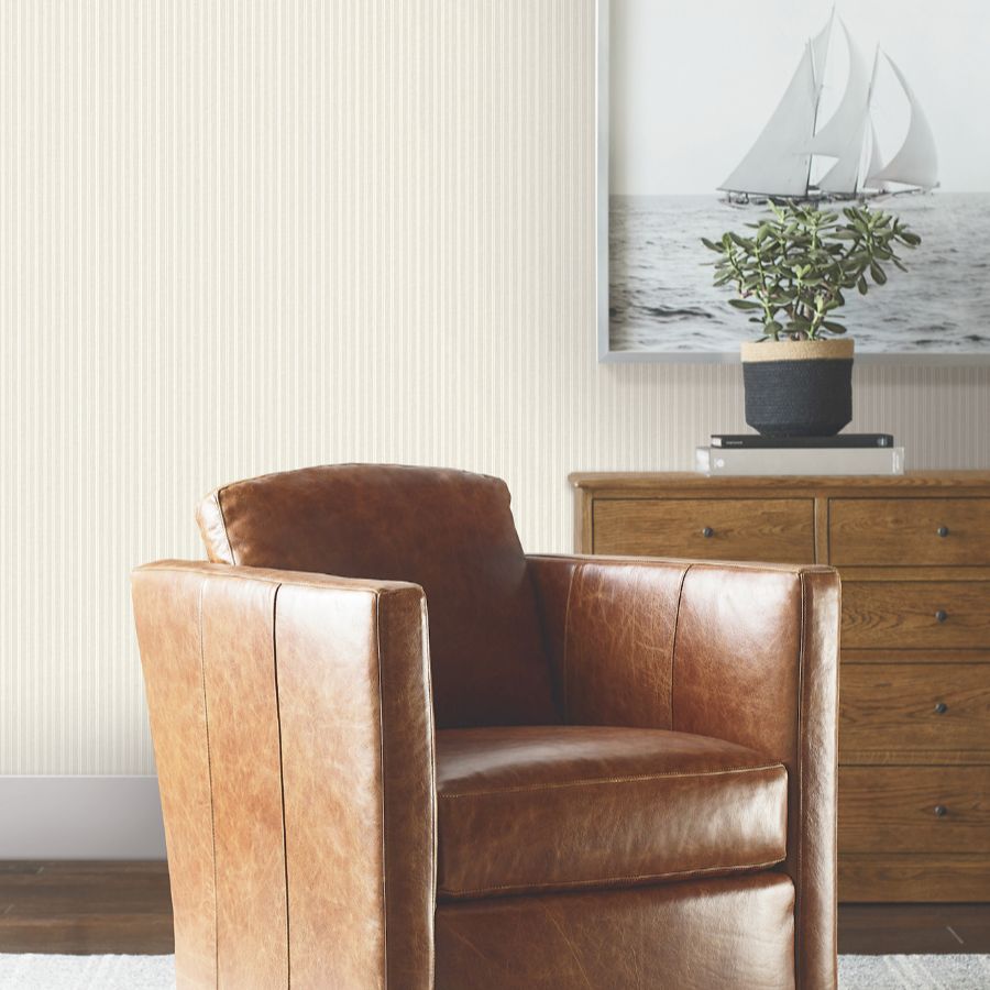 Purchase 4211-83540 | Private Reserve, Ticking Stripe Beige - Ronald Redding Wallpaper