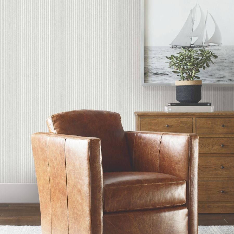 Purchase 4211-83541 | Private Reserve, Ticking Stripe Grey - Ronald Redding Wallpaper