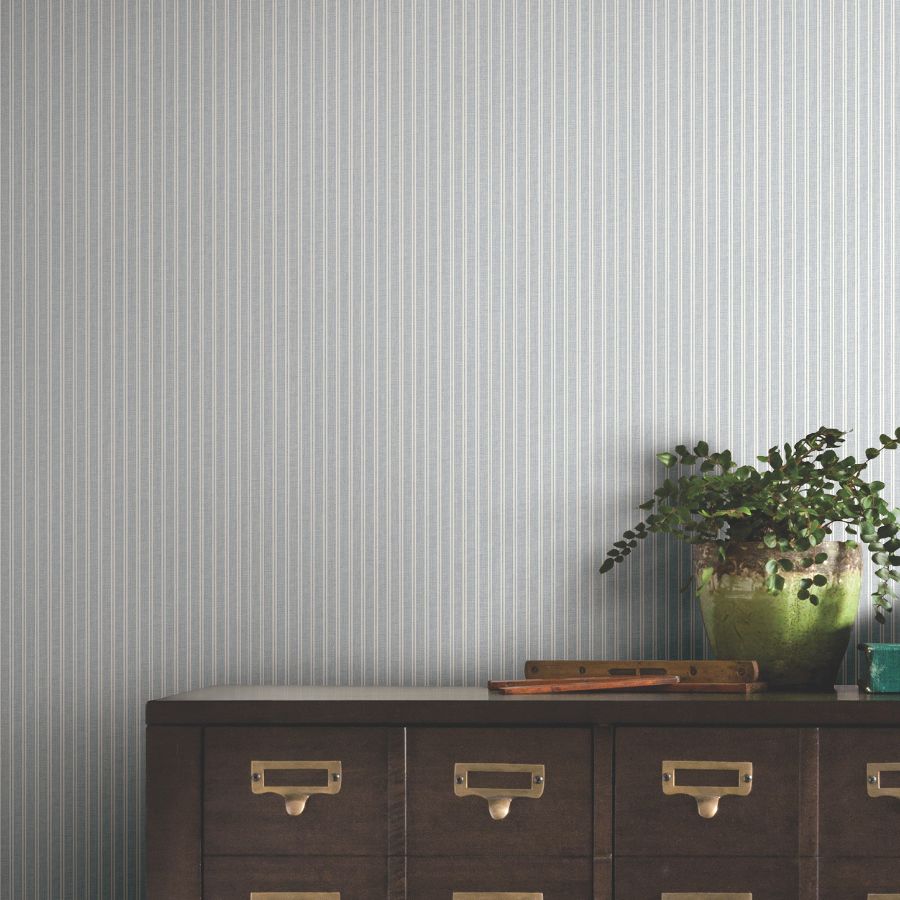 Purchase 4211-83542 | Private Reserve, Ticking Stripe Blue - Ronald Redding Wallpaper